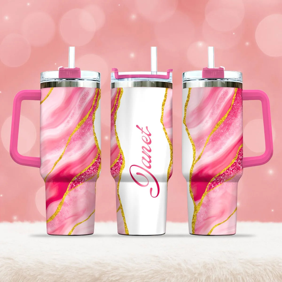JANET 40oz Personalized Tumbler Cup with Straw | Custom Stainless Steel Mug 13K1-TB1