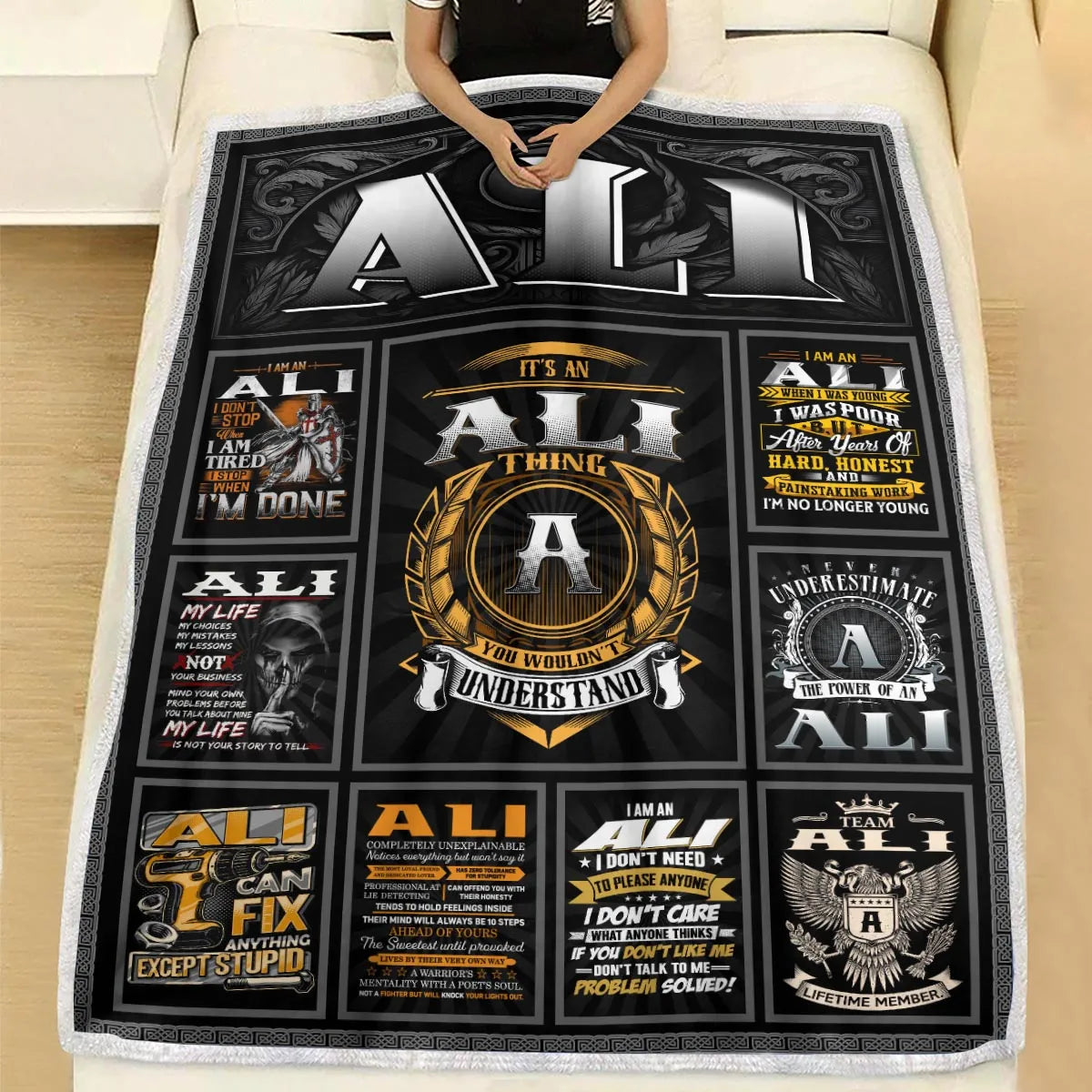 ALI Personalized Blanket | Custom Name Cozy Throw Gift 13K1-BK2