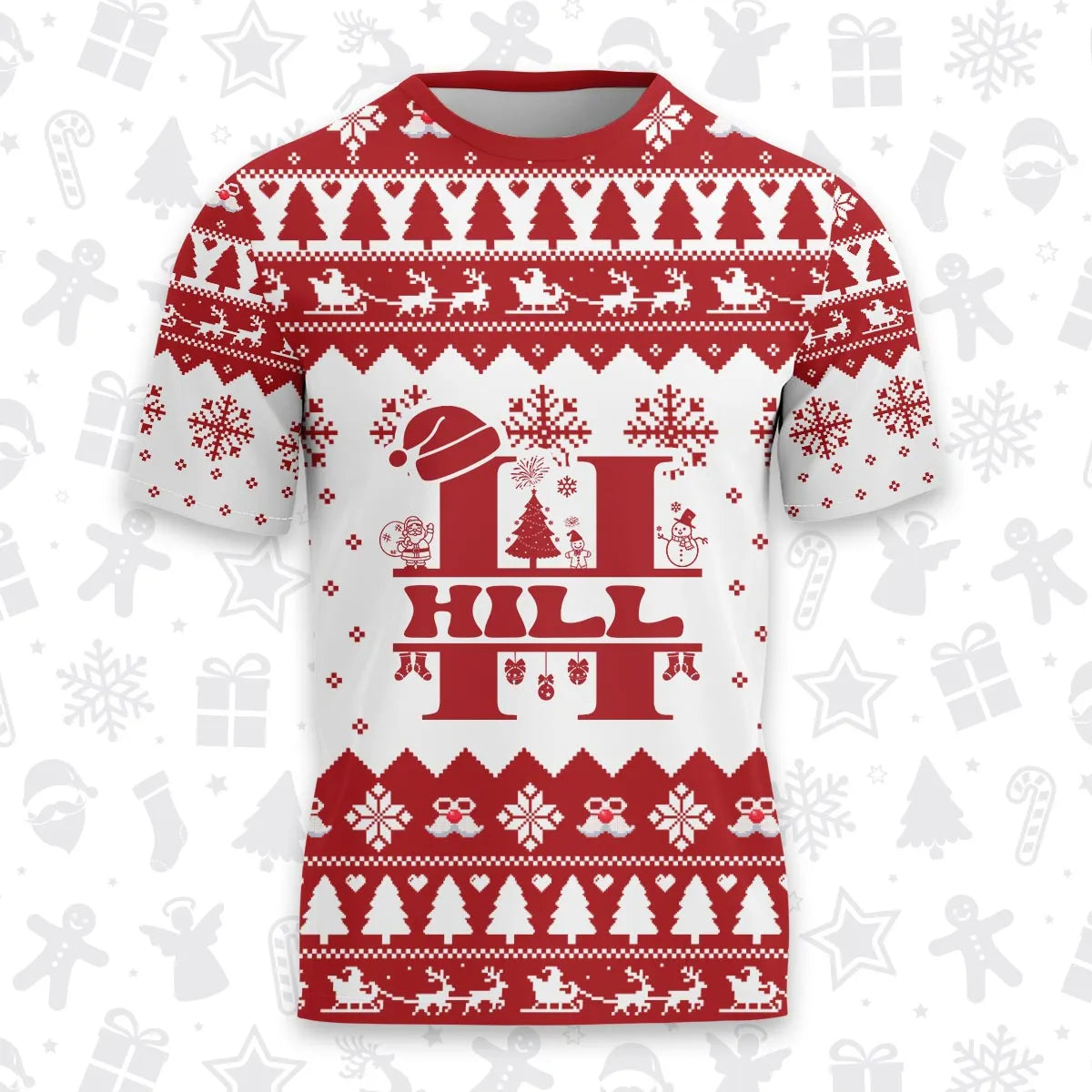 HILL Personalized Christmas T-Shirt Pajama Set - Holiday Gift Outfit 13K1-CR2