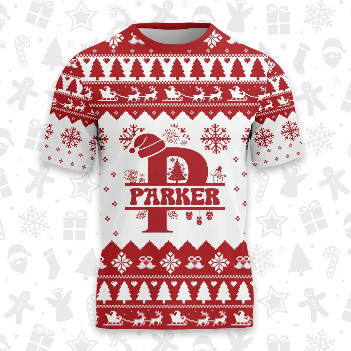 PARKER Personalized Christmas T-Shirt Pajama Set - Holiday Gift Outfit 13K1-CR2