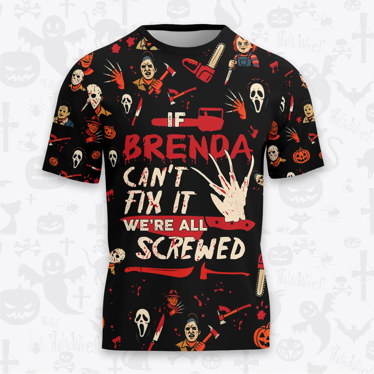 BRENDA Horror Halloween Pajama Set Scary T-Shirt & Pants Sleepwear Costume 13K1-HL1