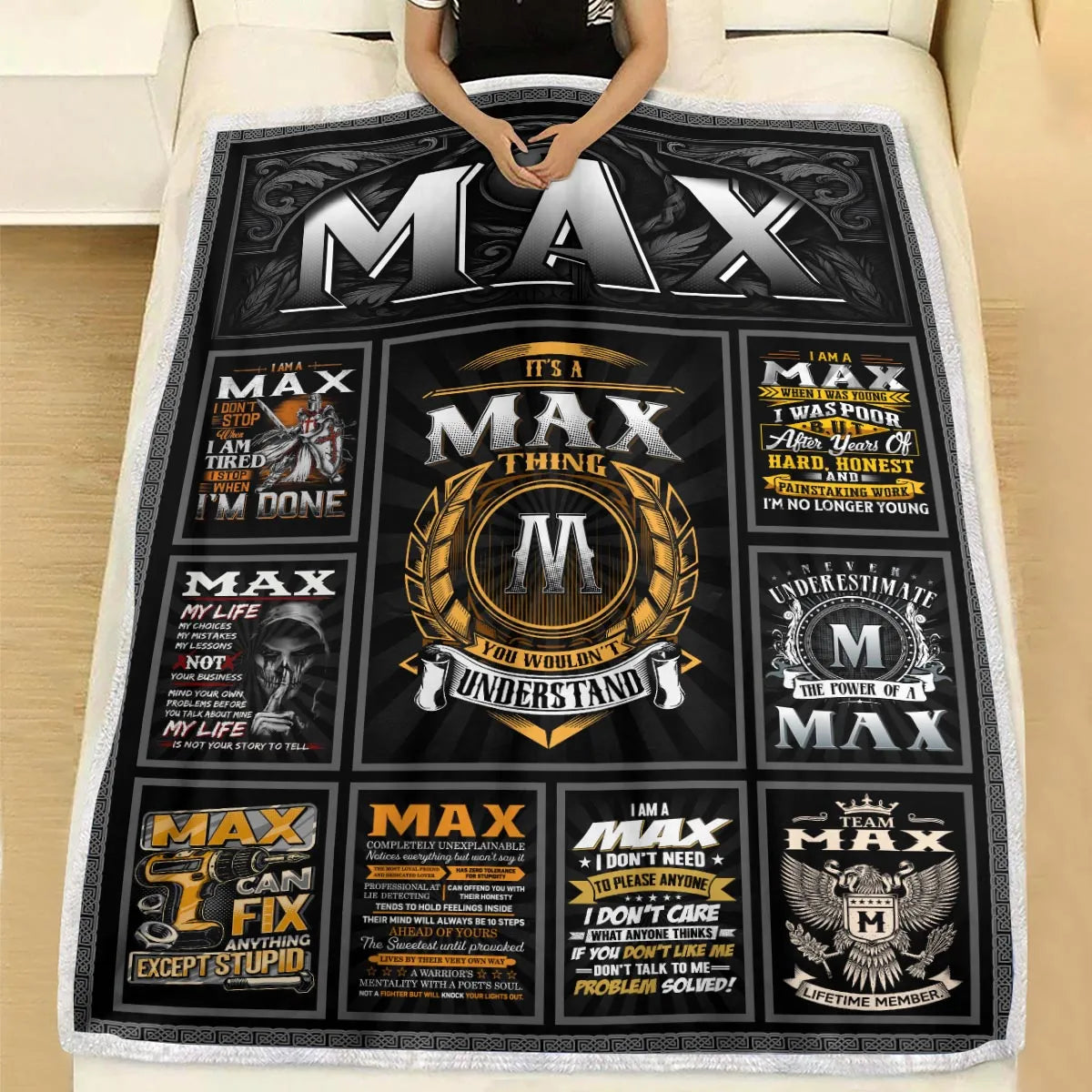 MAX Personalized Blanket | Custom Name Cozy Throw Gift 13K1-BK2