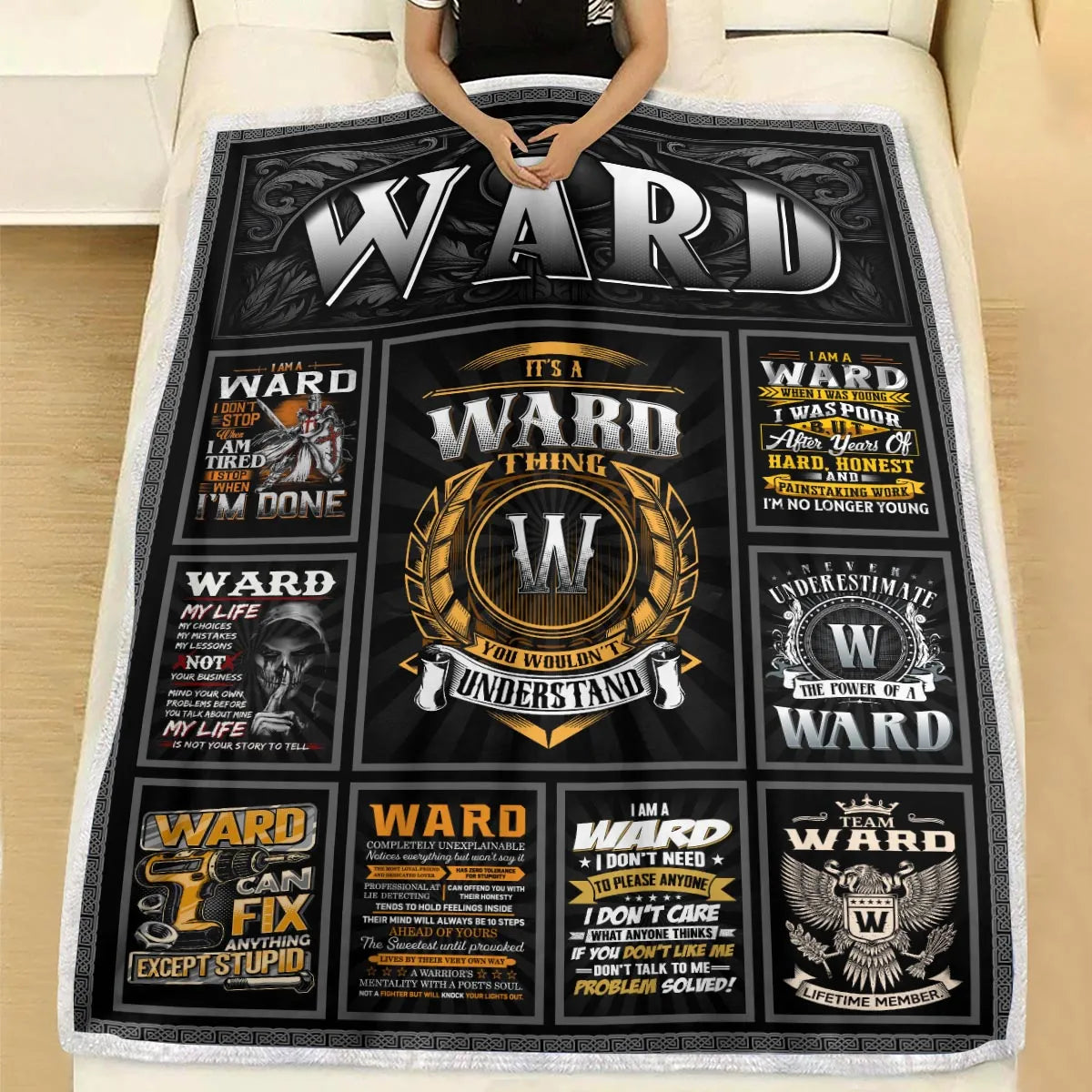 WARD Personalized Blanket | Custom Name Cozy Throw Gift 13K1-BK2