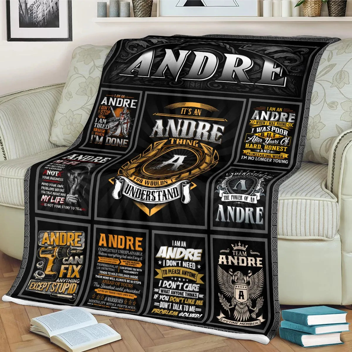 ANDRE Personalized Blanket | Custom Name Cozy Throw Gift 13K1-BK2