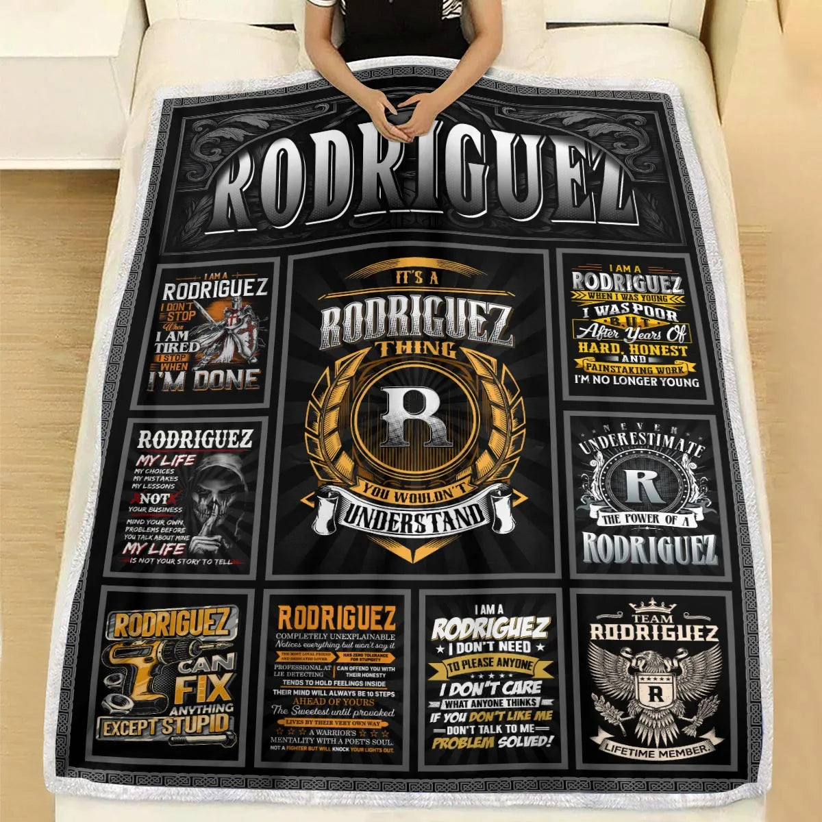 RODRIGUEZ Personalized Blanket | Custom Name Cozy Throw Gift 13K1-BK2