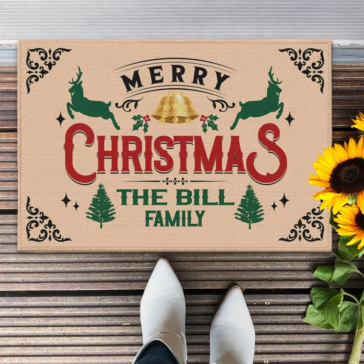 BILL Family Merry Christmas Doormat – Personalized Holiday Welcome Mat