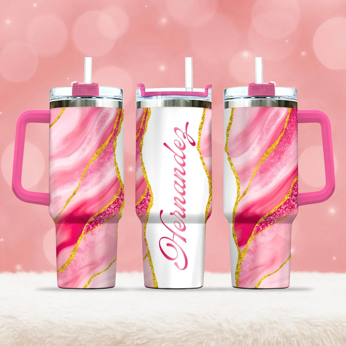 HERNANDEZ 40oz Personalized Tumbler Cup with Straw | Custom Stainless Steel Mug 13K1-TB1