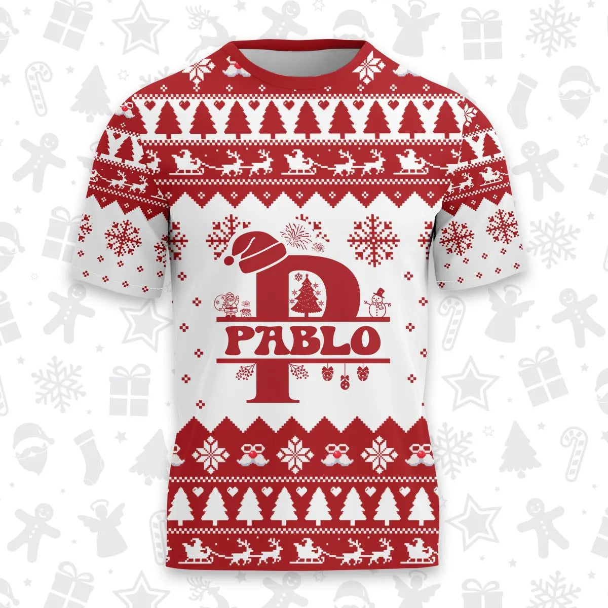 PABLO Personalized Christmas T-Shirt Pajama Set - Holiday Gift Outfit 13K1-CR2