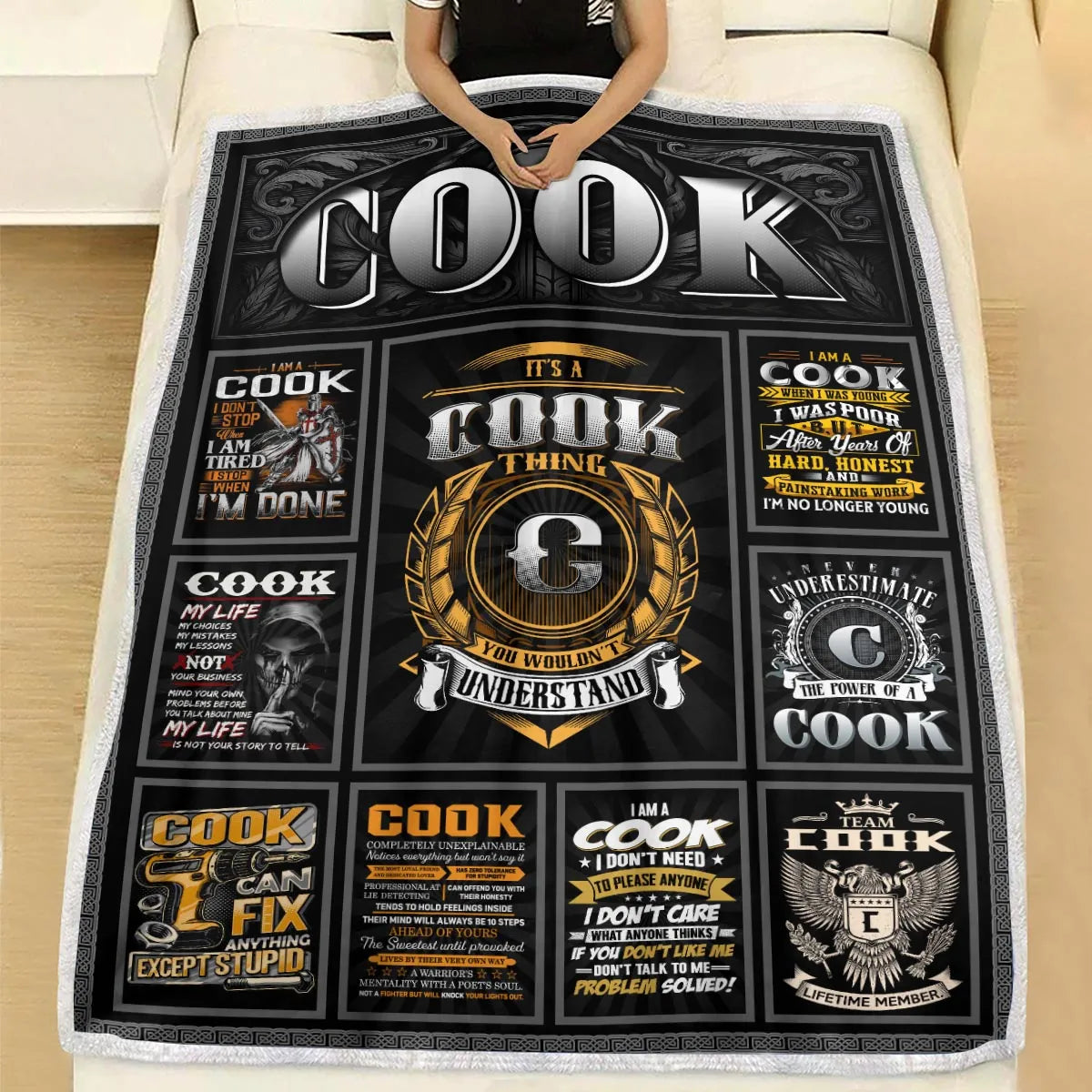 COOK Personalized Blanket | Custom Name Cozy Throw Gift 13K1-BK2