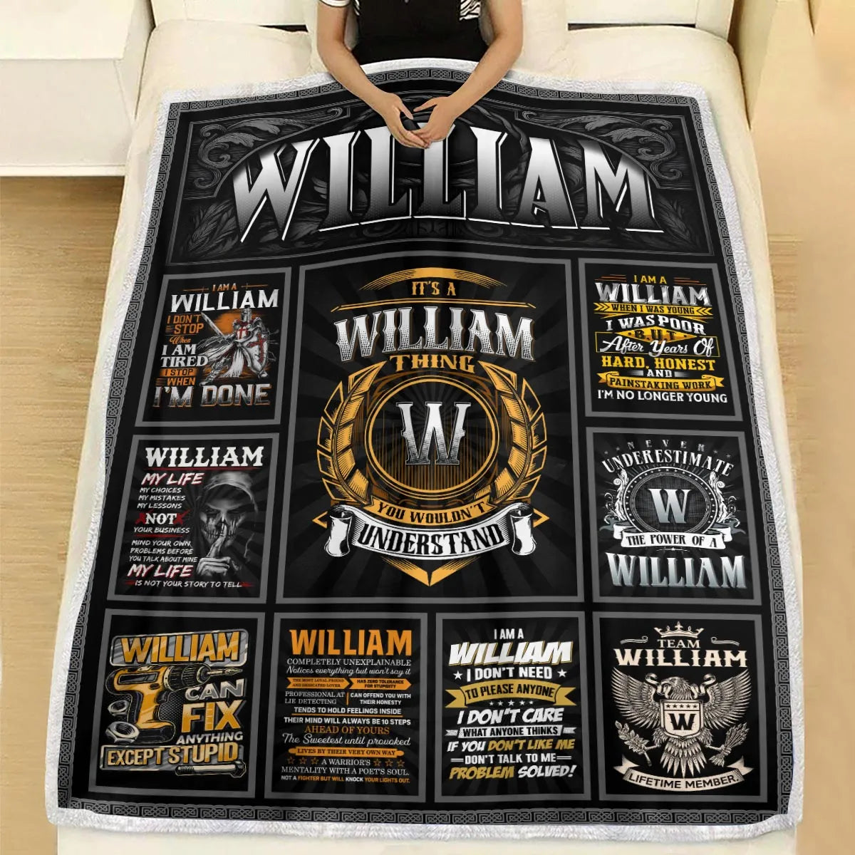 WILLIAM Personalized Blanket | Custom Name Cozy Throw Gift 13K1-BK2
