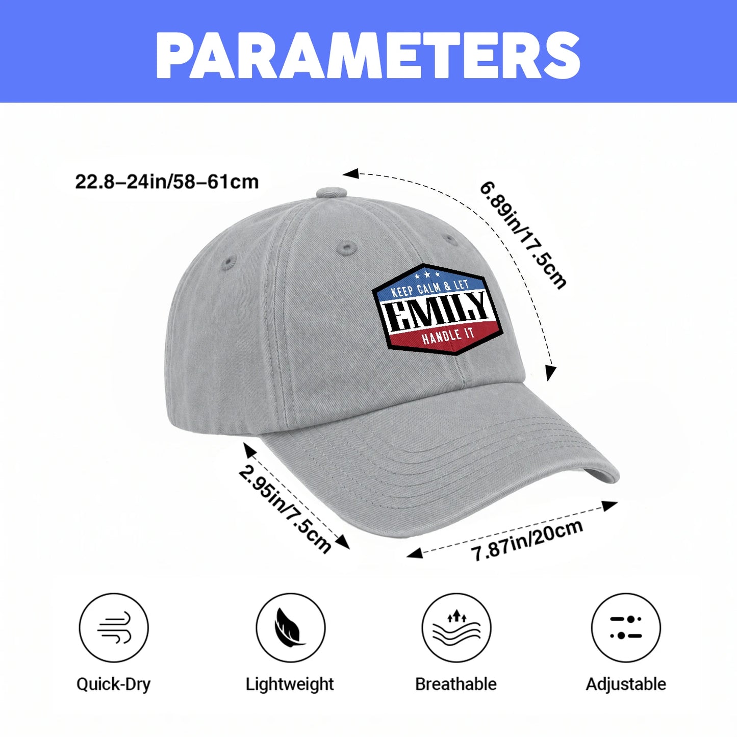 Keep Calm & Let Your Name Handle It Washed Cap EMILY 13K1 C87PF
