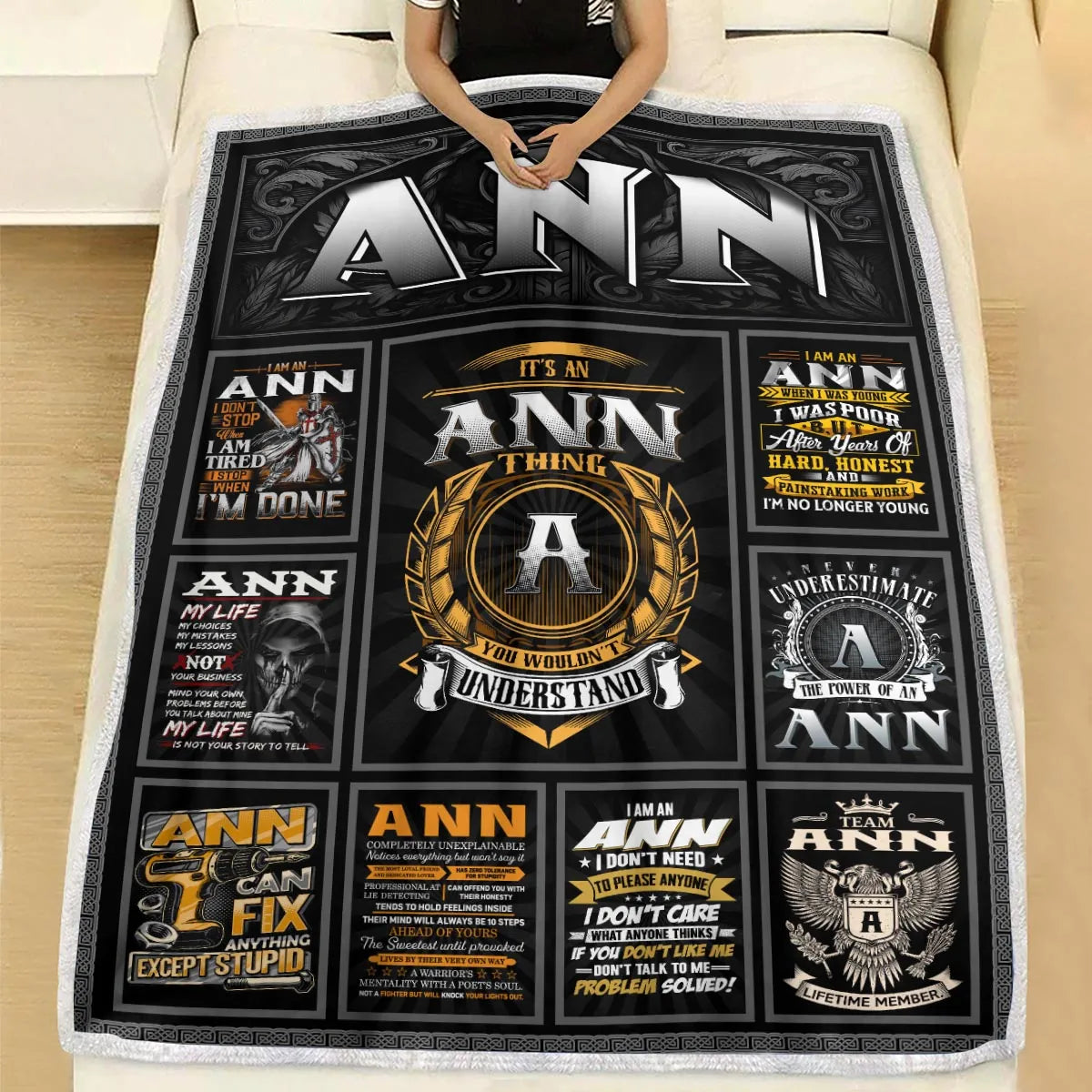 ANN Personalized Blanket | Custom Name Cozy Throw Gift 13K1-BK2
