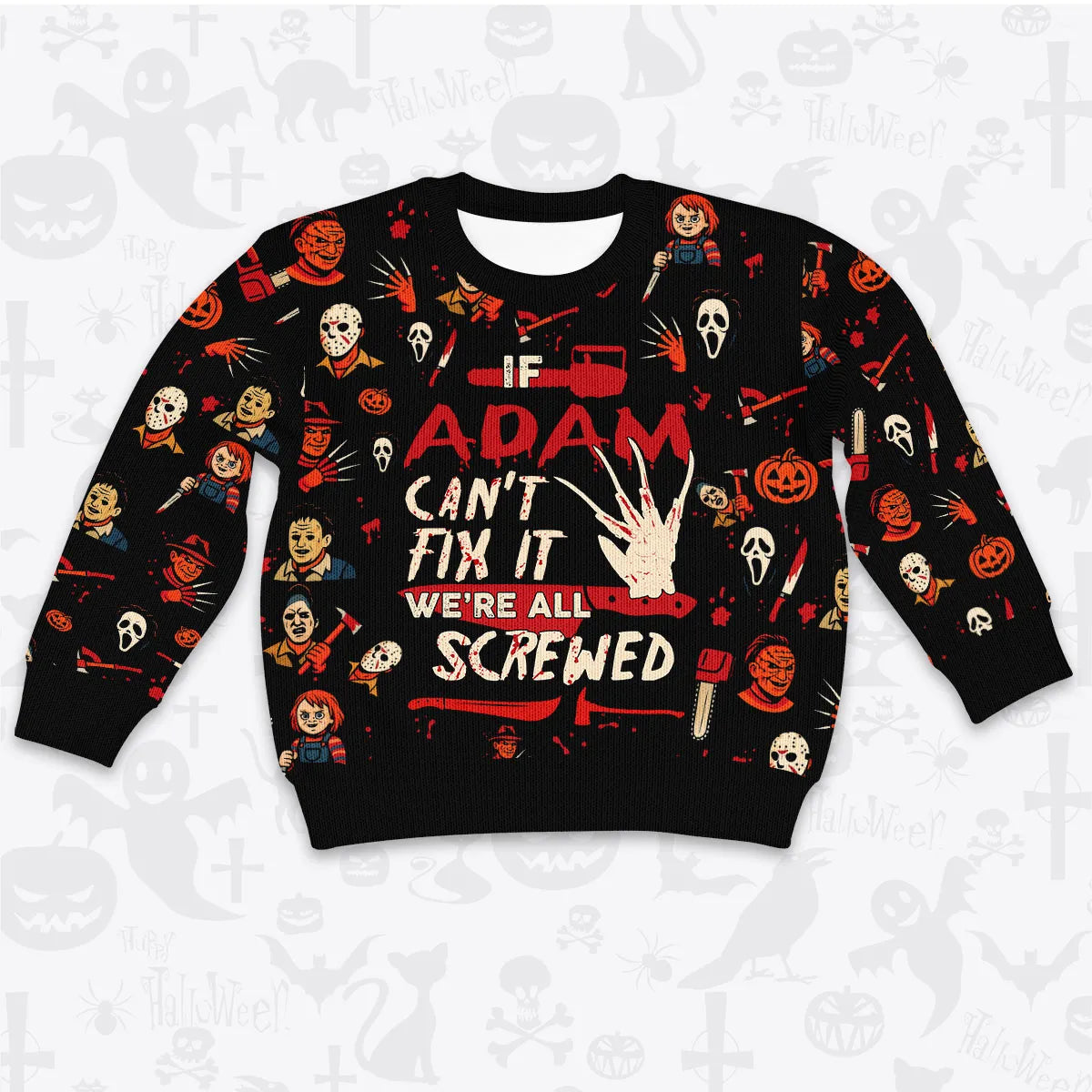 ADAM Horror Halloween Pajamas Set Cozy Sweater & Pants Sleepwear 13K1-HL1