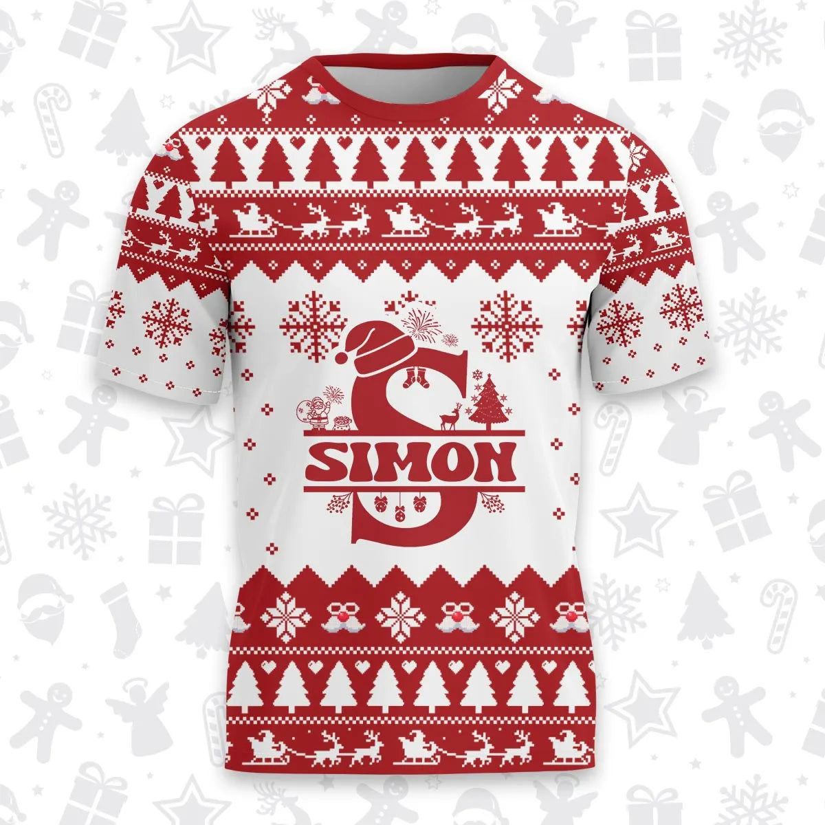 SIMON Personalized Christmas T-Shirt Pajama Set - Holiday Gift Outfit 13K1-CR2