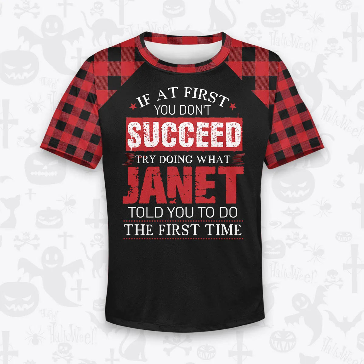 JANET Buffalo Plaid Pajamas Set Tshirt & Pants 13K1-EV2