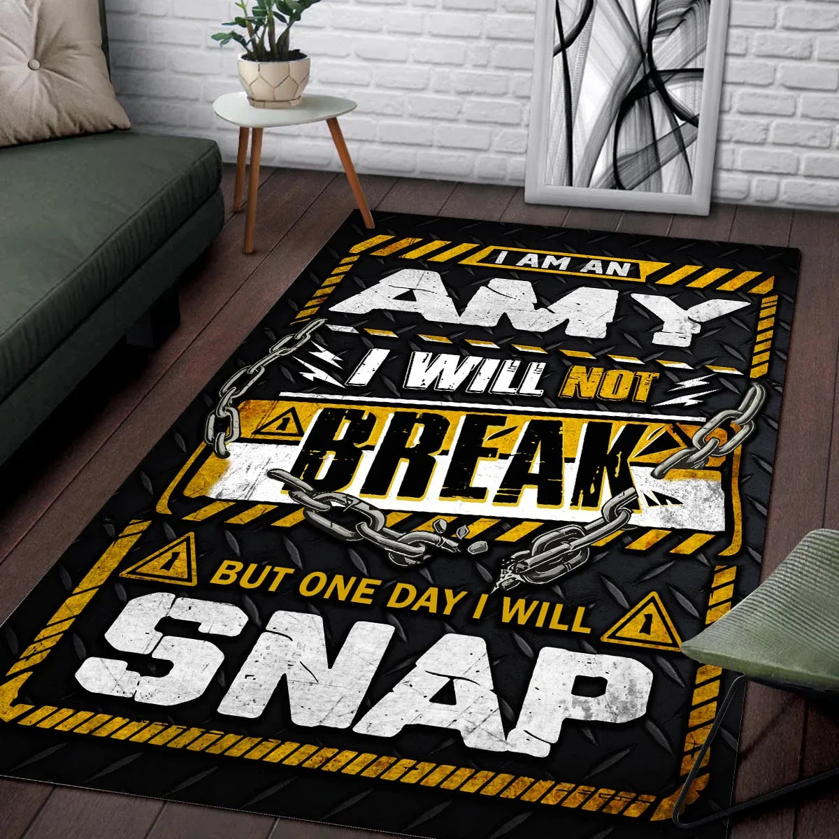 AMY Motivational Rug – Black & Yellow Quote Carpet for Living Room 13K1-AR1