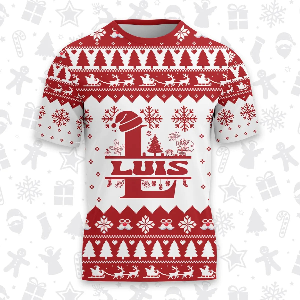 LUIS Personalized Christmas T-Shirt Pajama Set - Holiday Gift Outfit 13K1-CR2