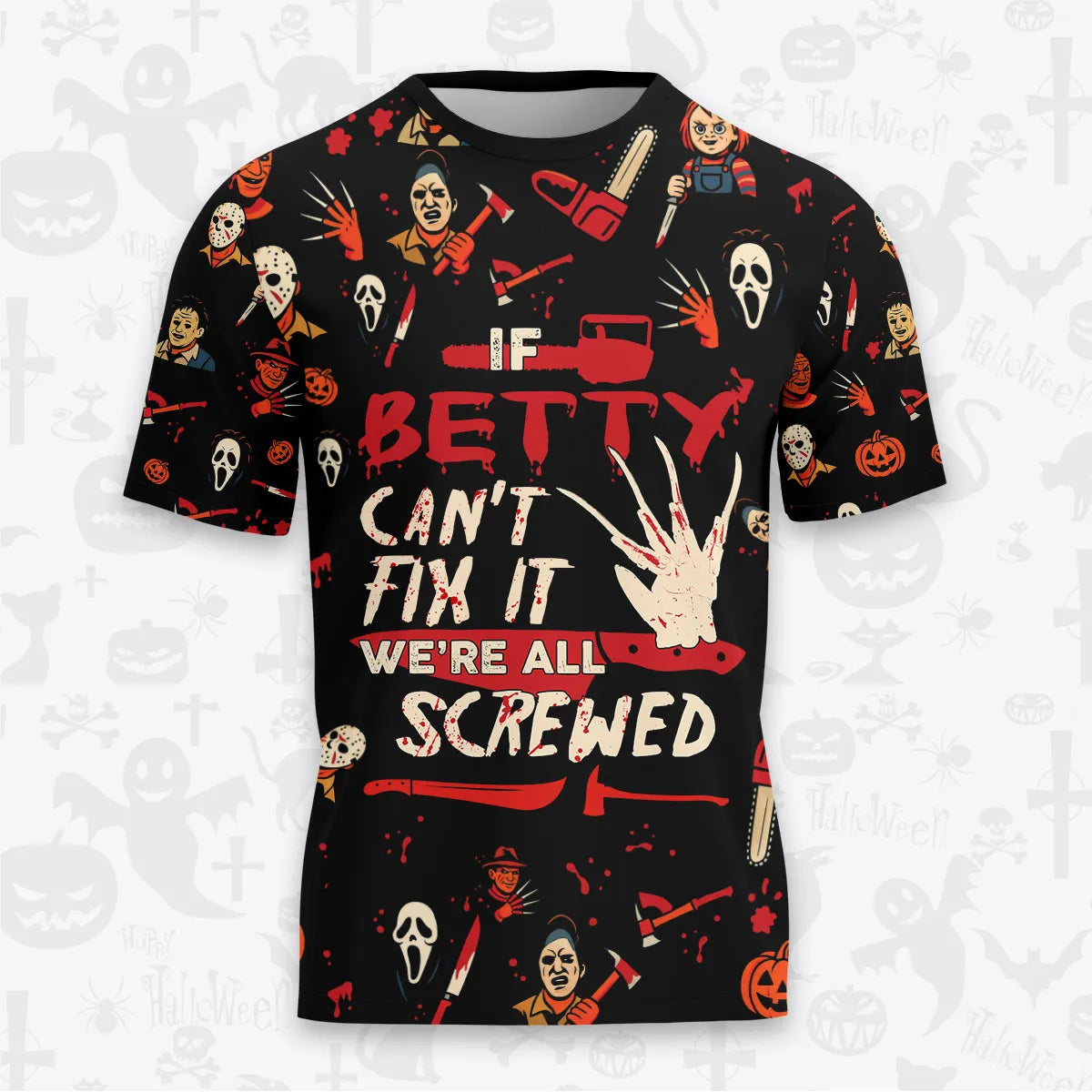 BETTY Horror Halloween Pajama Set Scary T-Shirt & Pants Sleepwear Costume 13K1-HL1