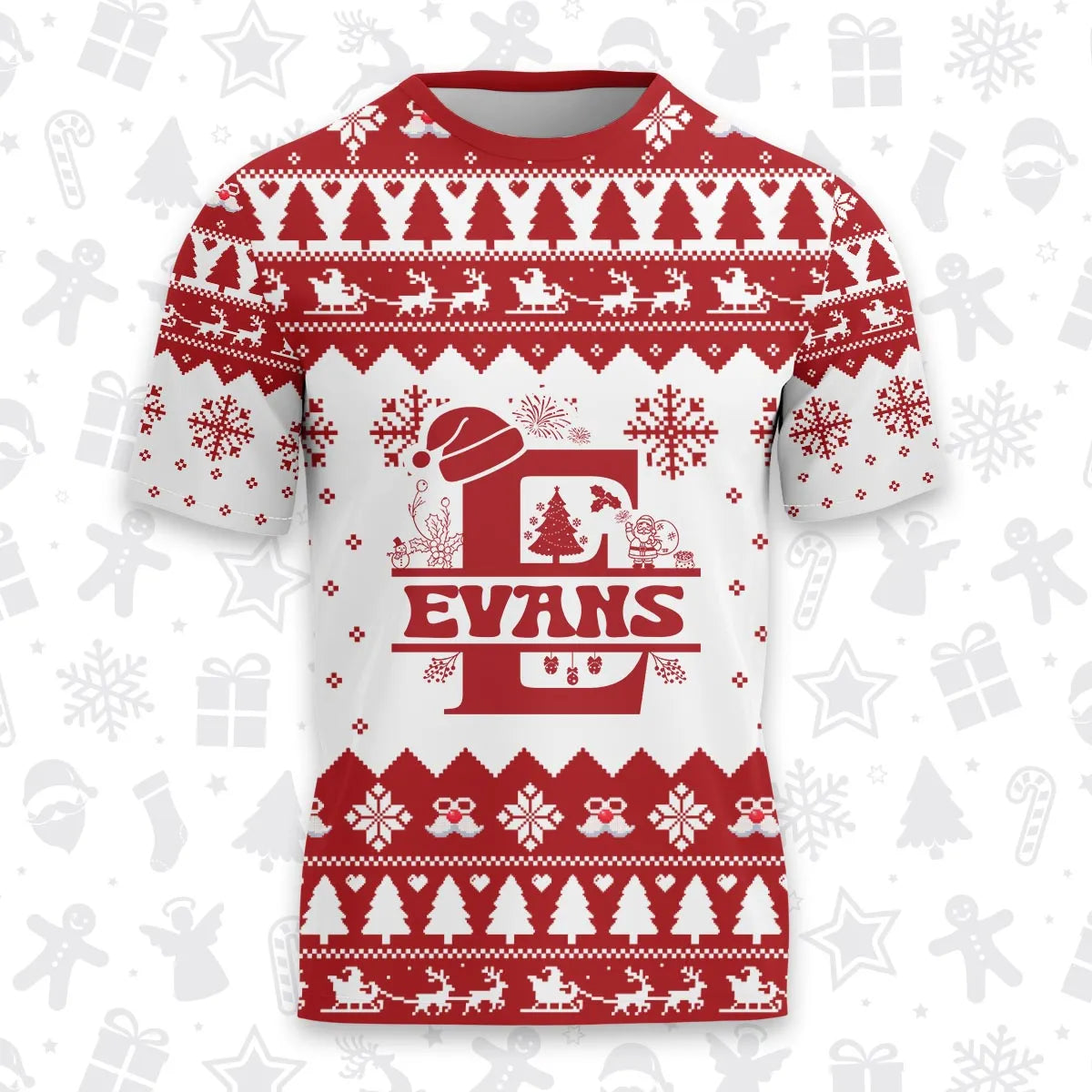 EVANS Personalized Christmas T-Shirt Pajama Set - Holiday Gift Outfit 13K1-CR2