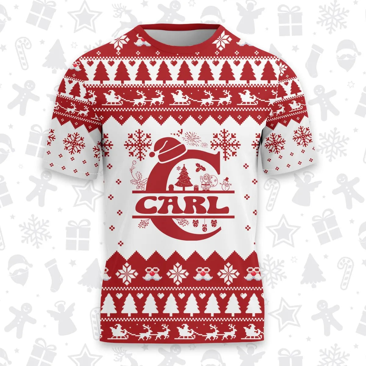 CARL Personalized Christmas T-Shirt Pajama Set - Holiday Gift Outfit 13K1-CR2