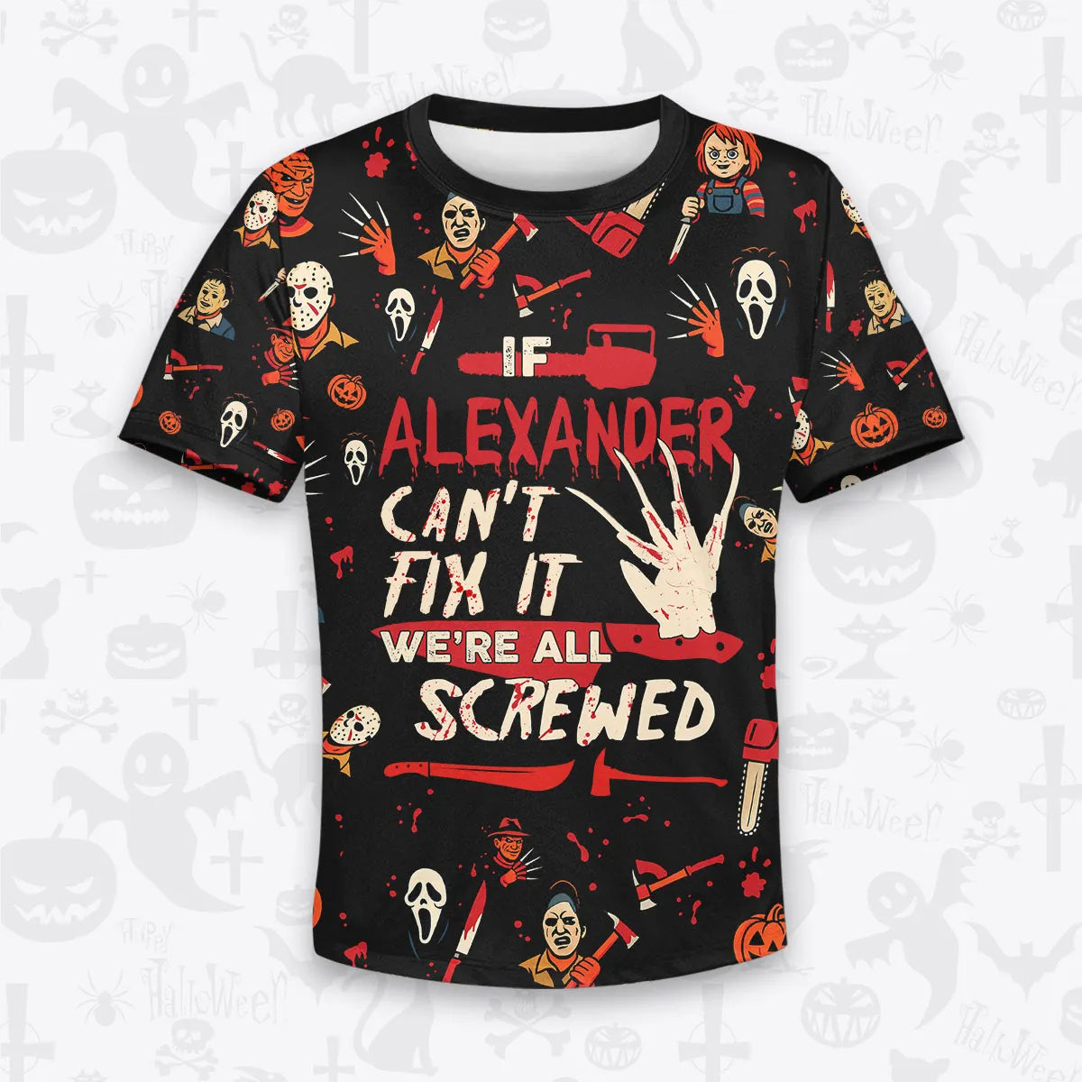 ALEXANDER Horror Halloween Pajama Set Scary T-Shirt & Pants Sleepwear Costume 13K1-HL1