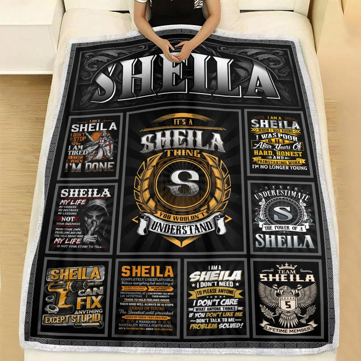 SHEILA Personalized Blanket | Custom Name Cozy Throw Gift 13K1-BK2