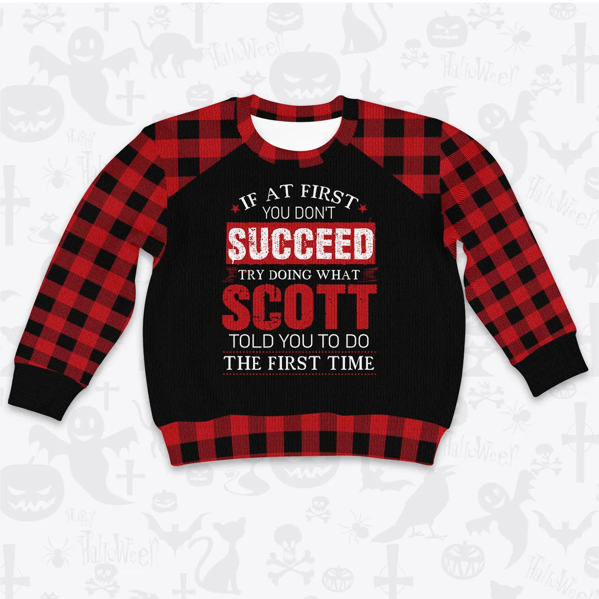 SCOTT Buffalo Plaid Pajamas Set Sweater & Pants 13K1-EV2
