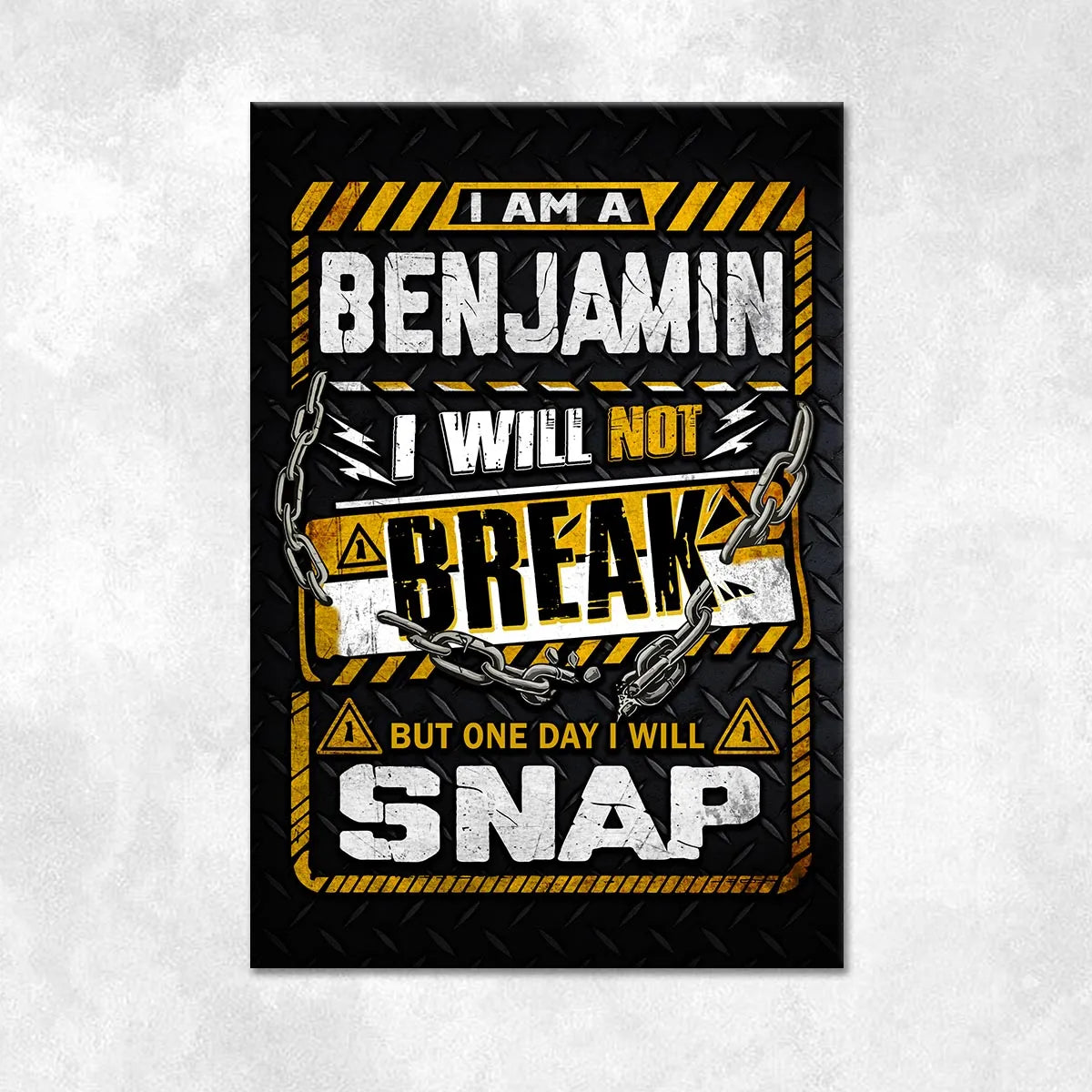 BENJAMIN Motivational Rug – Black & Yellow Quote Carpet for Living Room 13K1-AR1