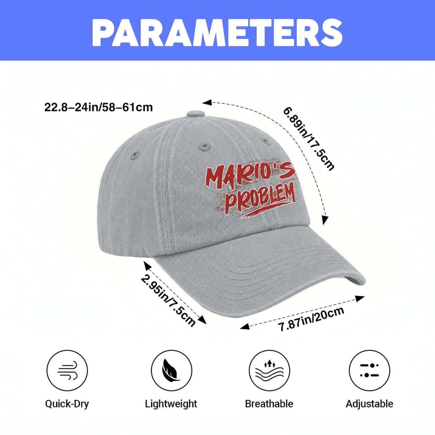 Someone's Problem Funny Washed Cap MARIO 13K1 C80PF