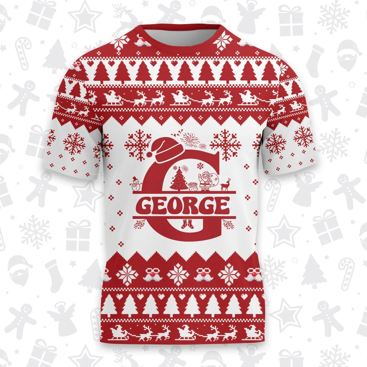 GEORGE Personalized Christmas T-Shirt Pajama Set - Holiday Gift Outfit 13K1-CR2