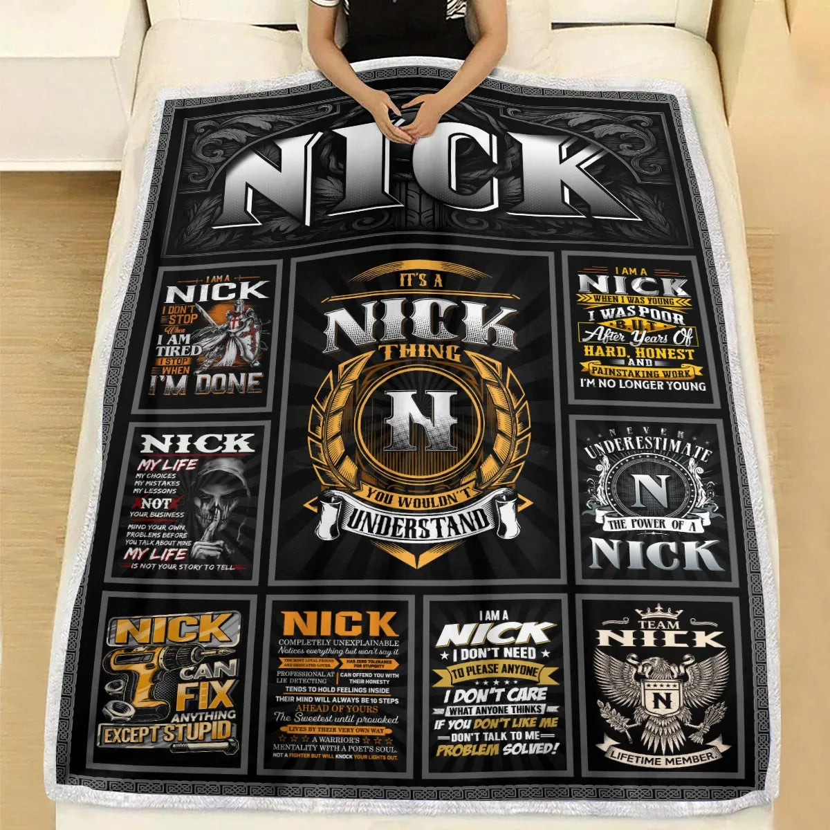 NICK Personalized Blanket | Custom Name Cozy Throw Gift 13K1-BK2
