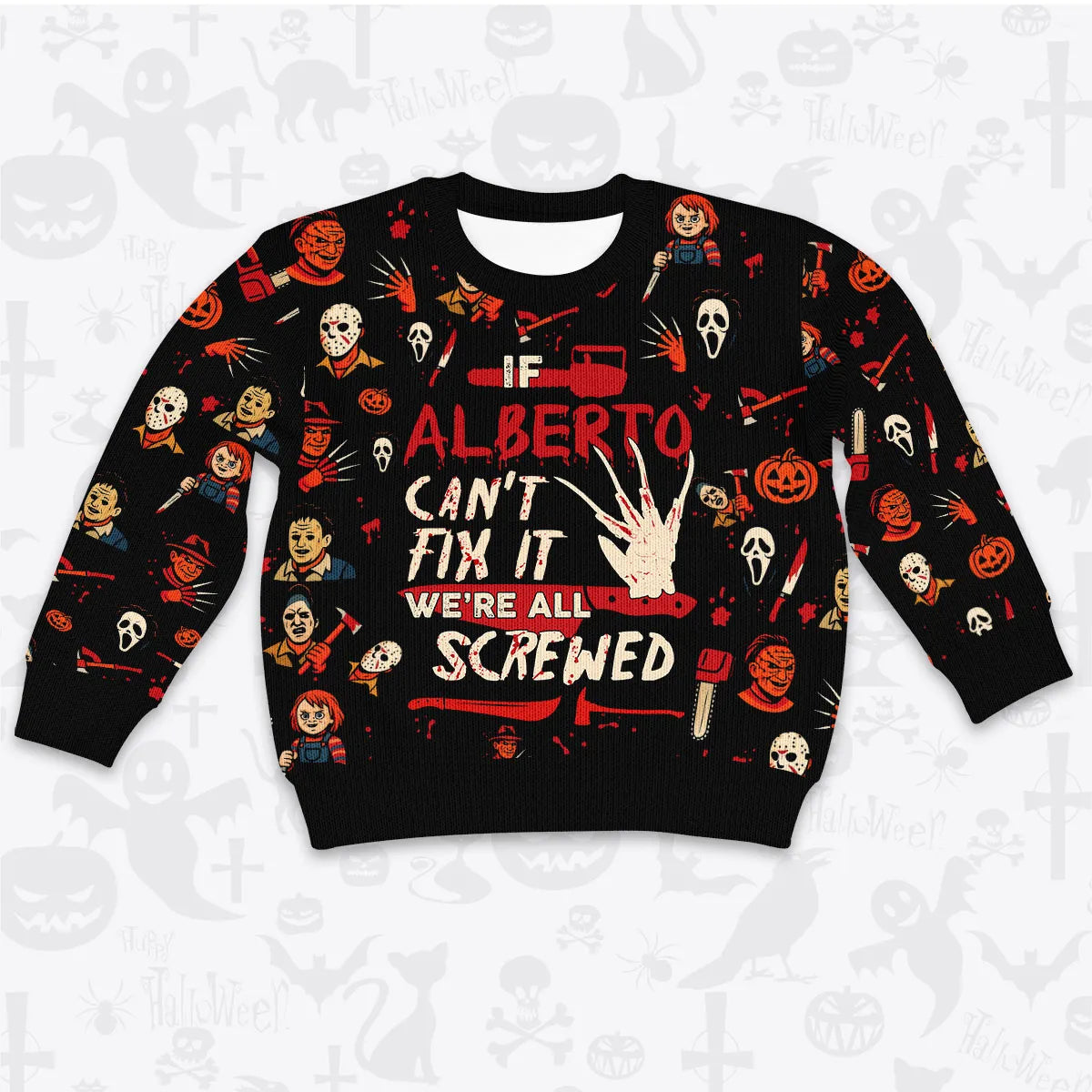 ALBERTO Horror Halloween Pajamas Set Cozy Sweater & Pants Sleepwear 13K1-HL1