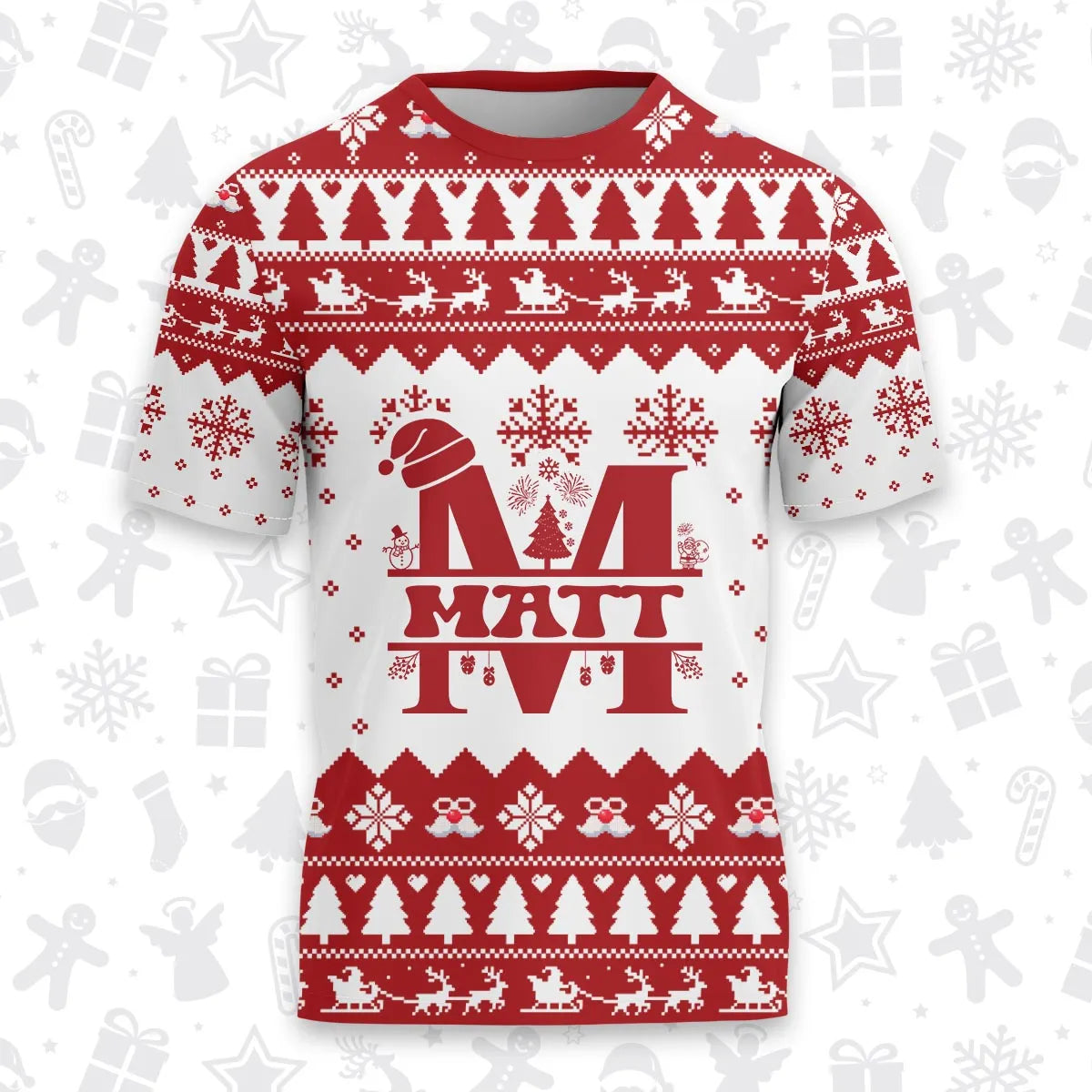 MATT Personalized Christmas T-Shirt Pajama Set - Holiday Gift Outfit 13K1-CR2