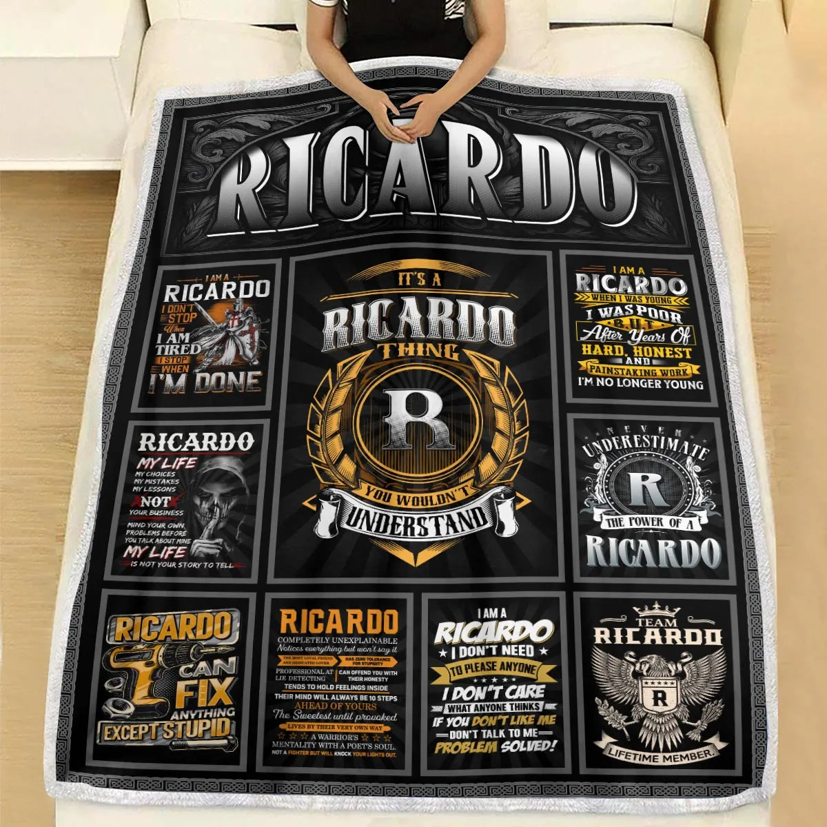 RICARDO Personalized Blanket | Custom Name Cozy Throw Gift 13K1-BK2