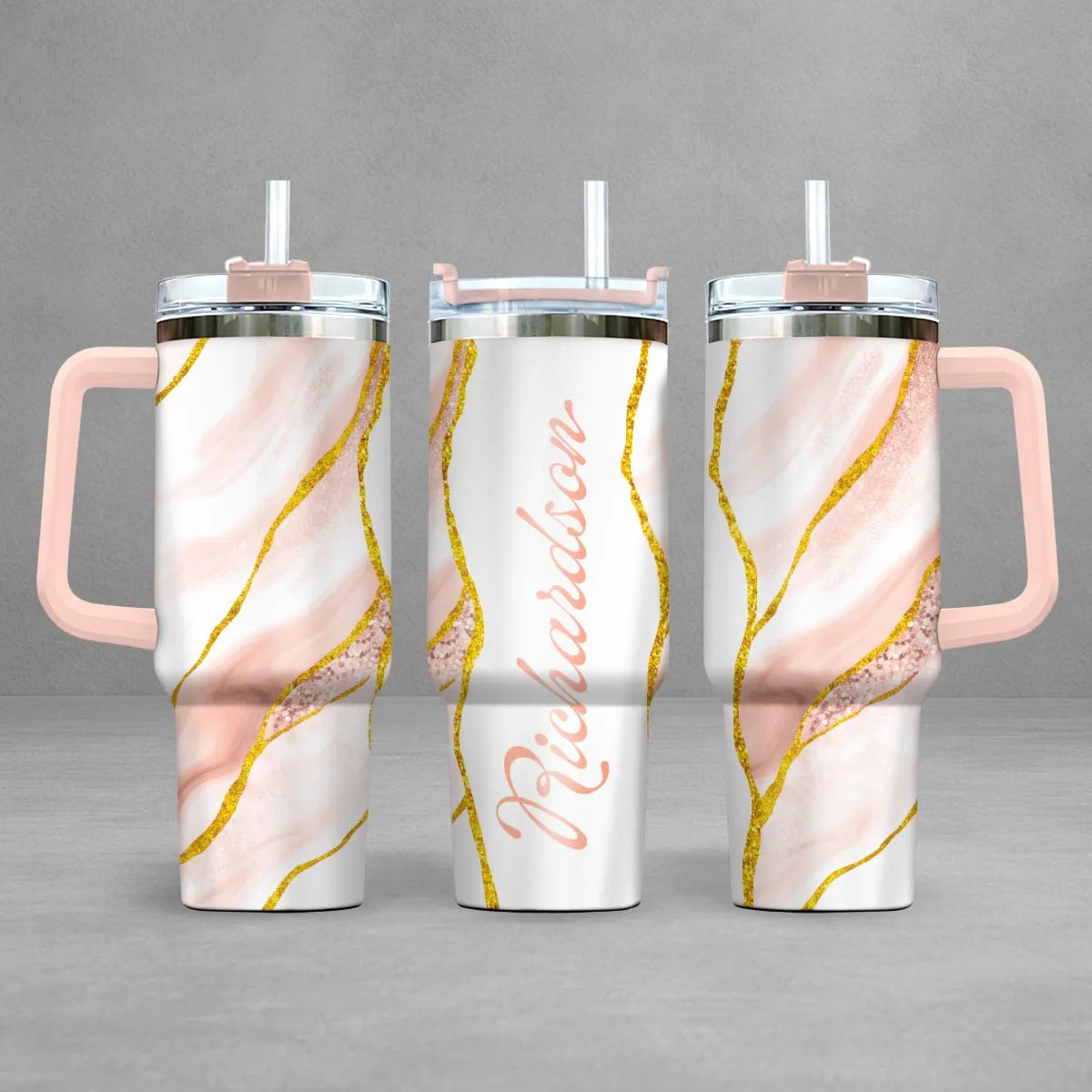 RICHARDSON 40oz Personalized Tumbler Cup with Straw | Custom Stainless Steel Mug 13K1-TB1