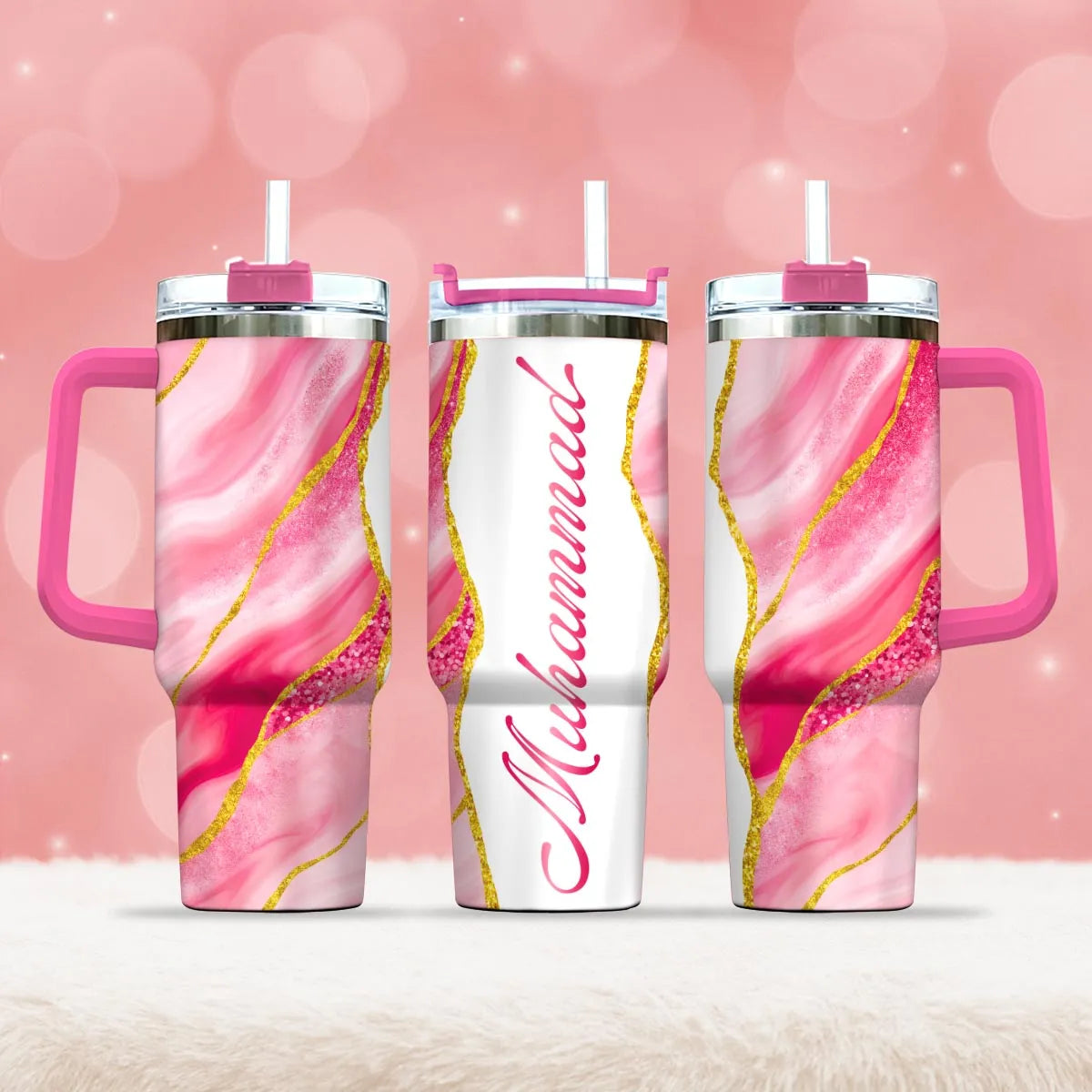 MUHAMMAD 40oz Personalized Tumbler Cup with Straw | Custom Stainless Steel Mug 13K1-TB1
