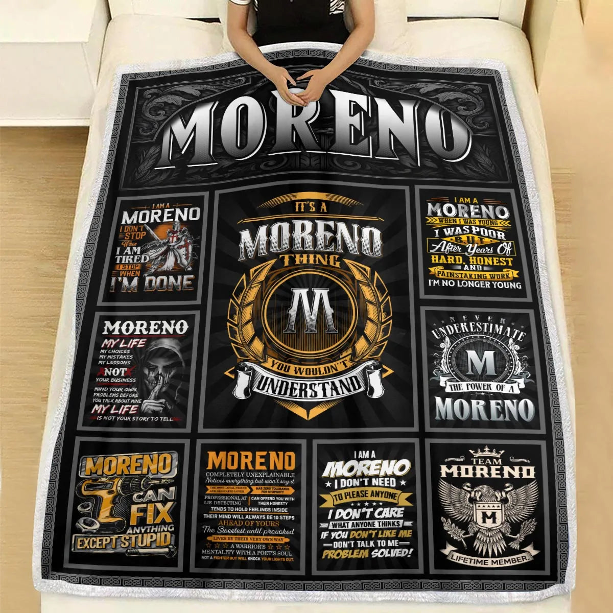 MORENO Personalized Blanket | Custom Name Cozy Throw Gift 13K1-BK2