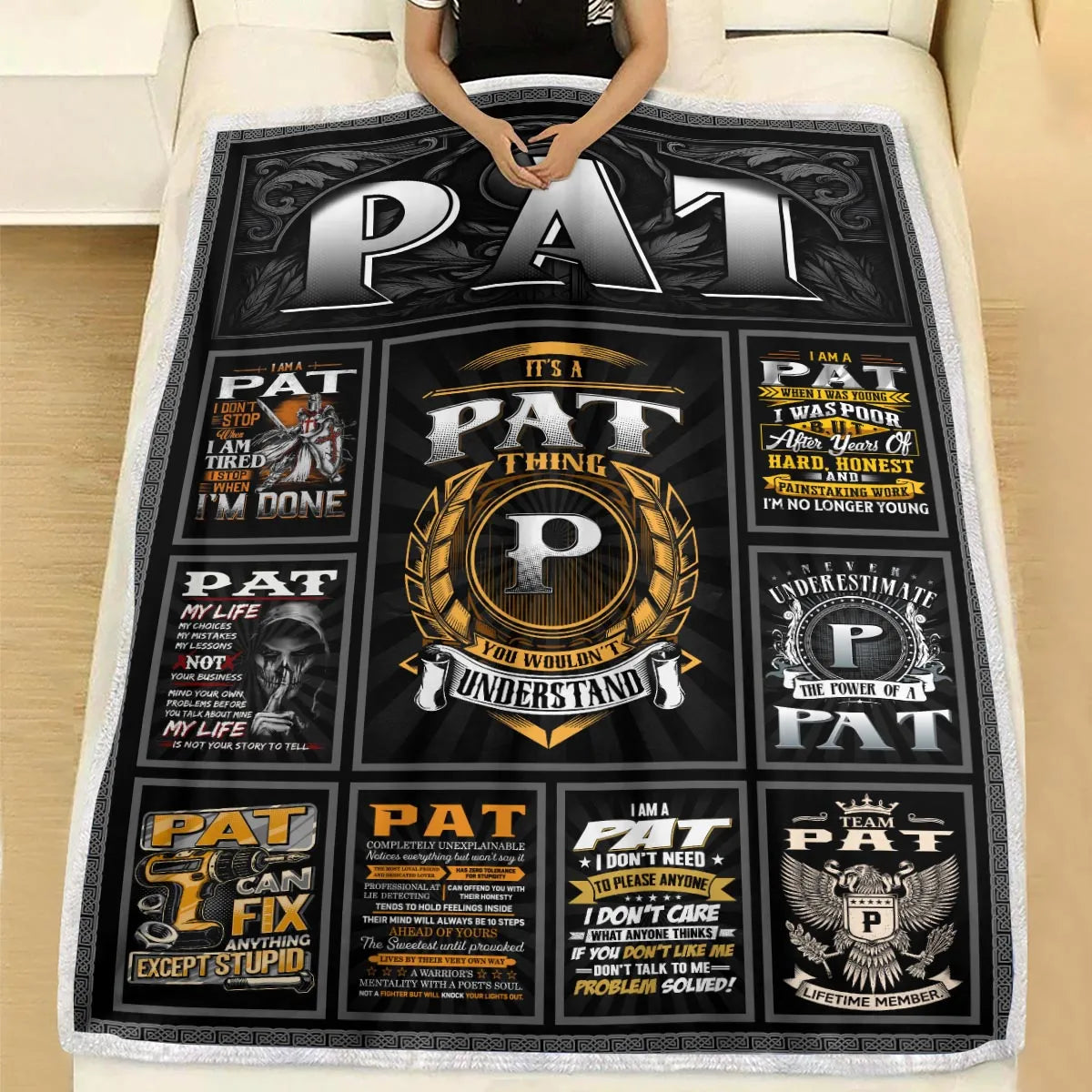 PAT Personalized Blanket | Custom Name Cozy Throw Gift 13K1-BK2