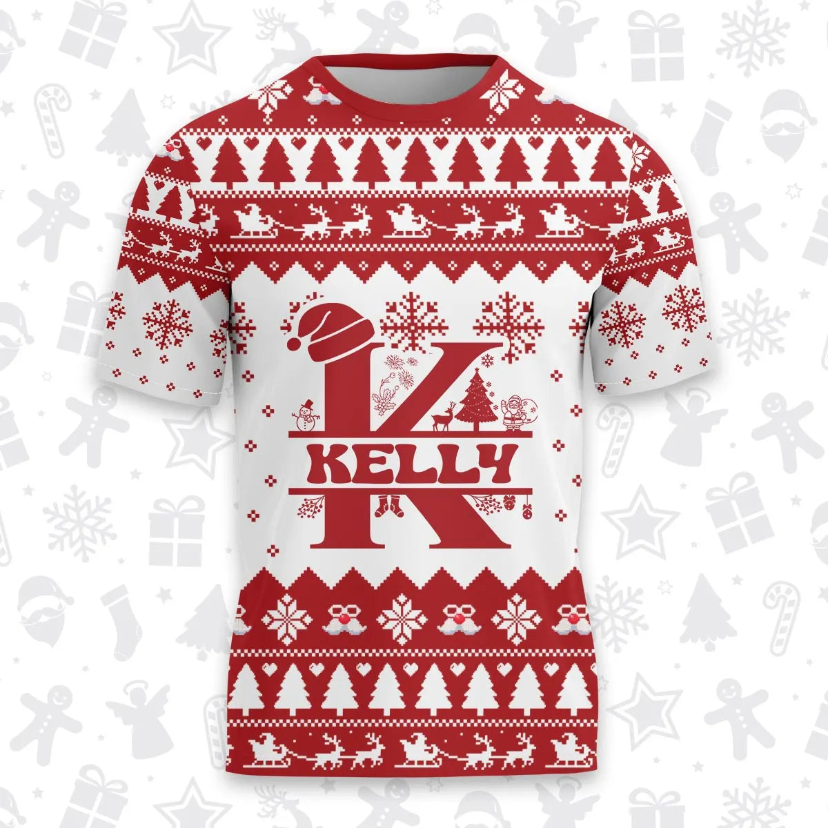 KELLY Personalized Christmas T-Shirt Pajama Set - Holiday Gift Outfit 13K1-CR2