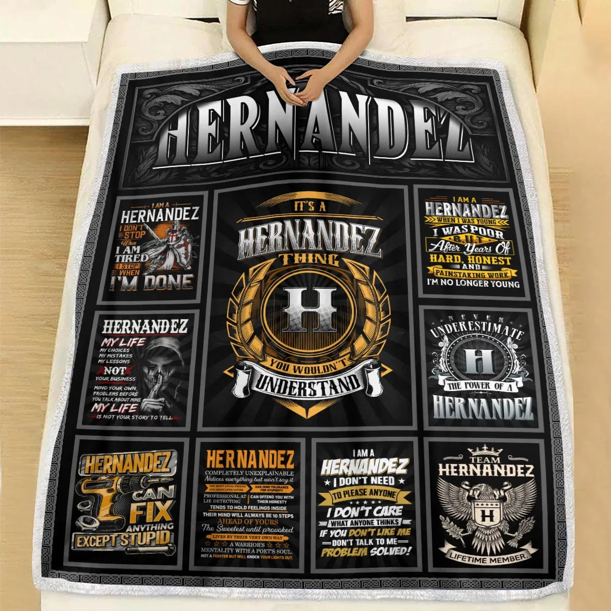HERNANDEZ Personalized Blanket | Custom Name Cozy Throw Gift 13K1-BK2