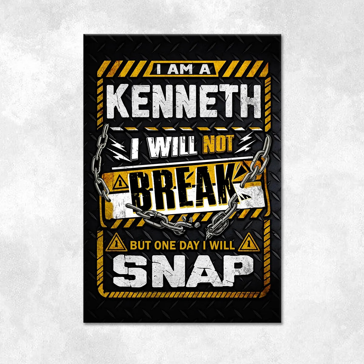 KENNETH Motivational Rug – Black & Yellow Quote Carpet for Living Room 13K1-AR1