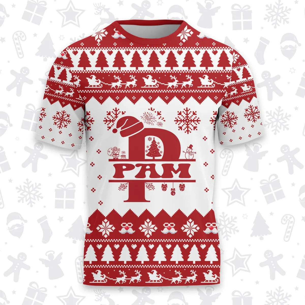 PAM Personalized Christmas T-Shirt Pajama Set - Holiday Gift Outfit 13K1-CR2