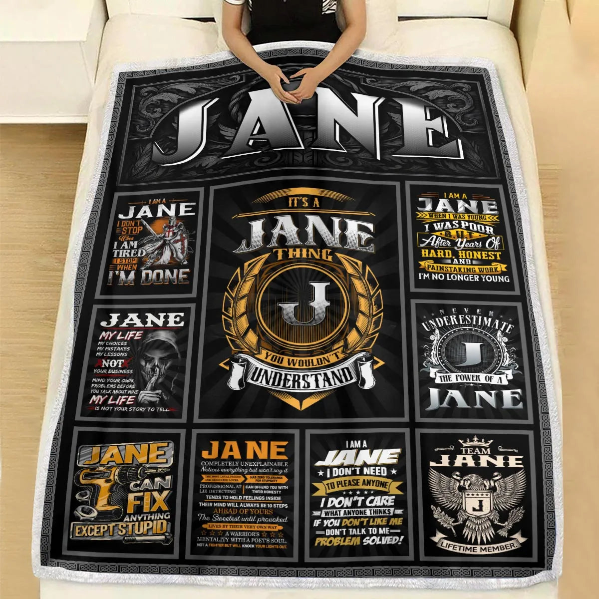 JANE Personalized Blanket | Custom Name Cozy Throw Gift 13K1-BK2
