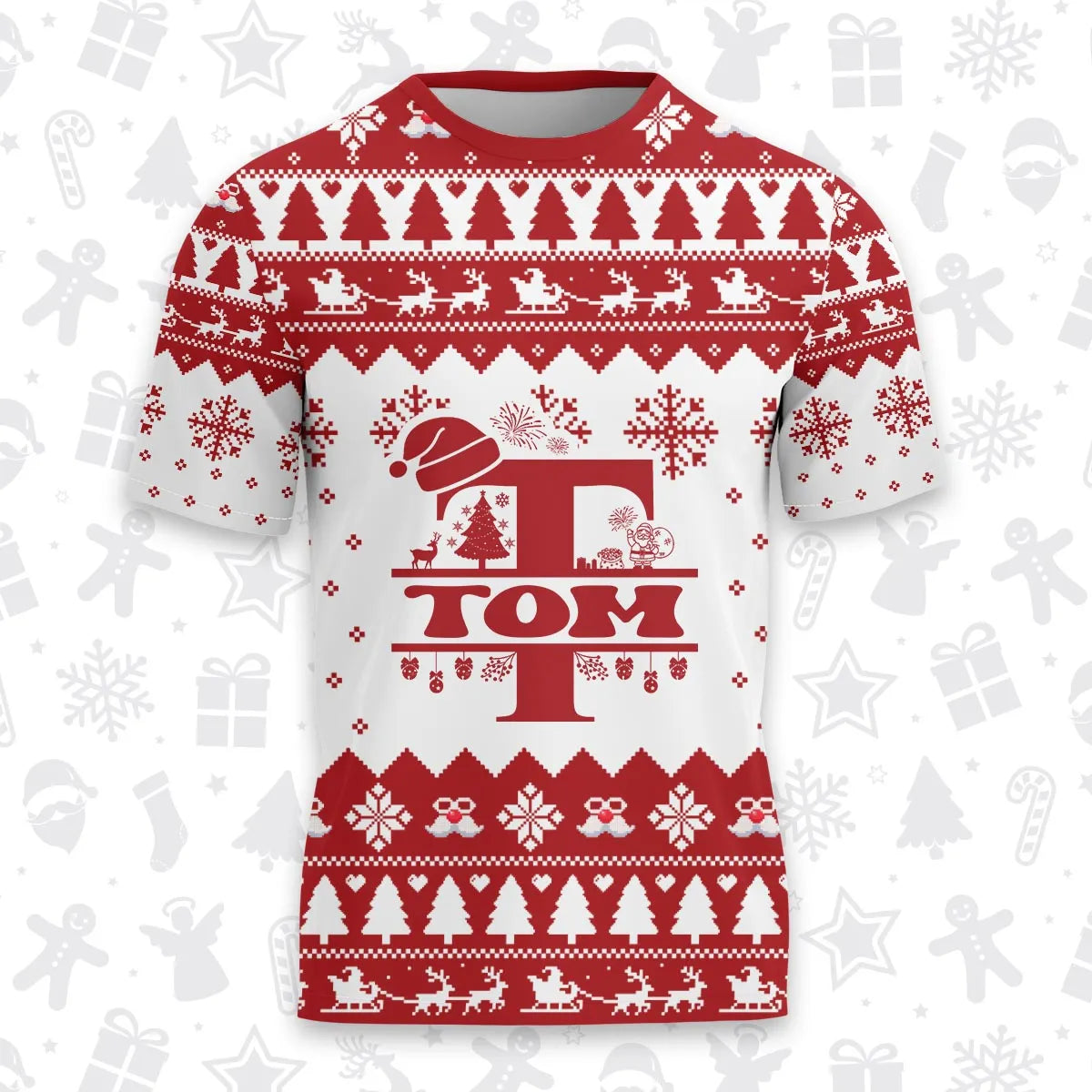 TOM Personalized Christmas T-Shirt Pajama Set - Holiday Gift Outfit 13K1-CR2