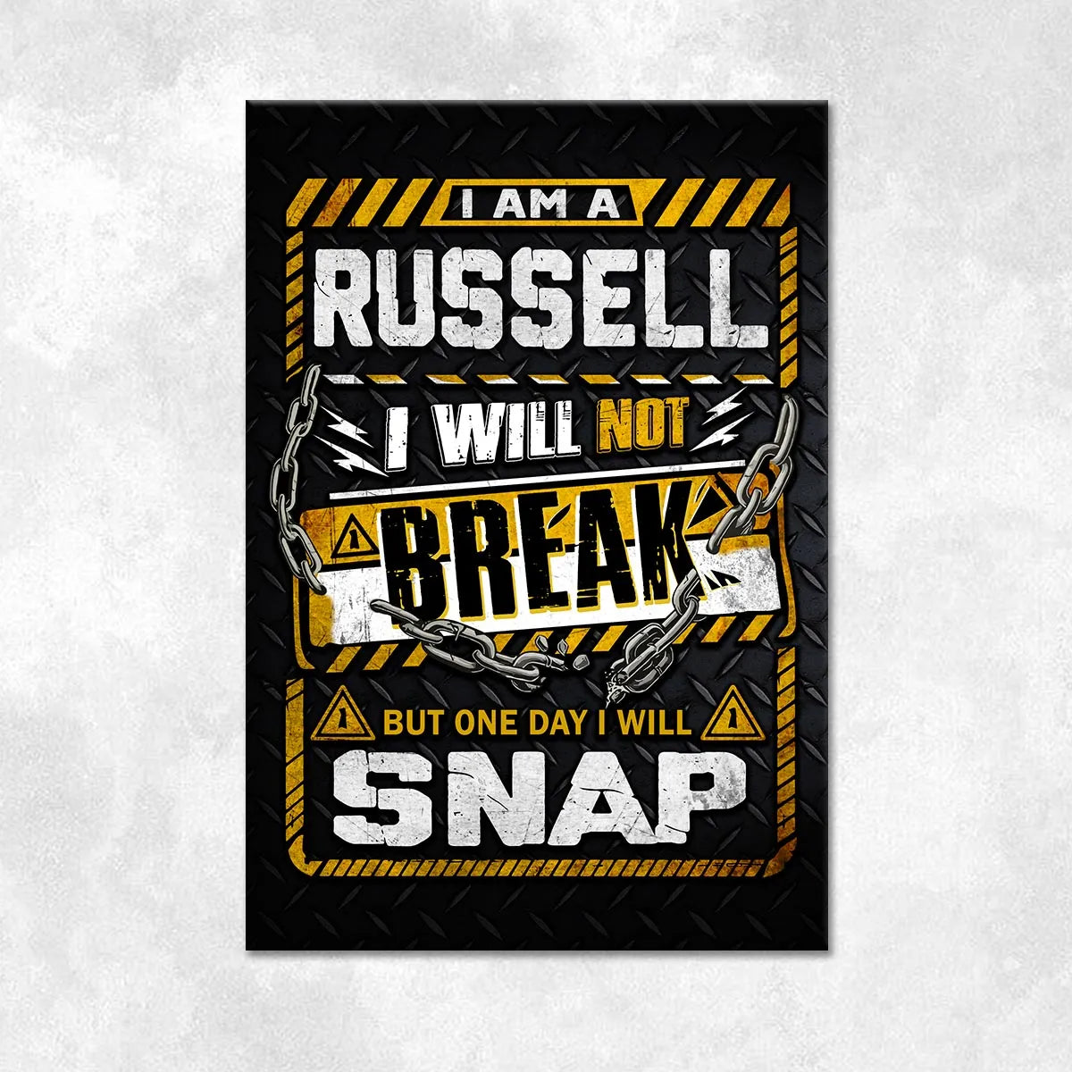 RUSSELL Motivational Rug – Black & Yellow Quote Carpet for Living Room 13K1-AR1