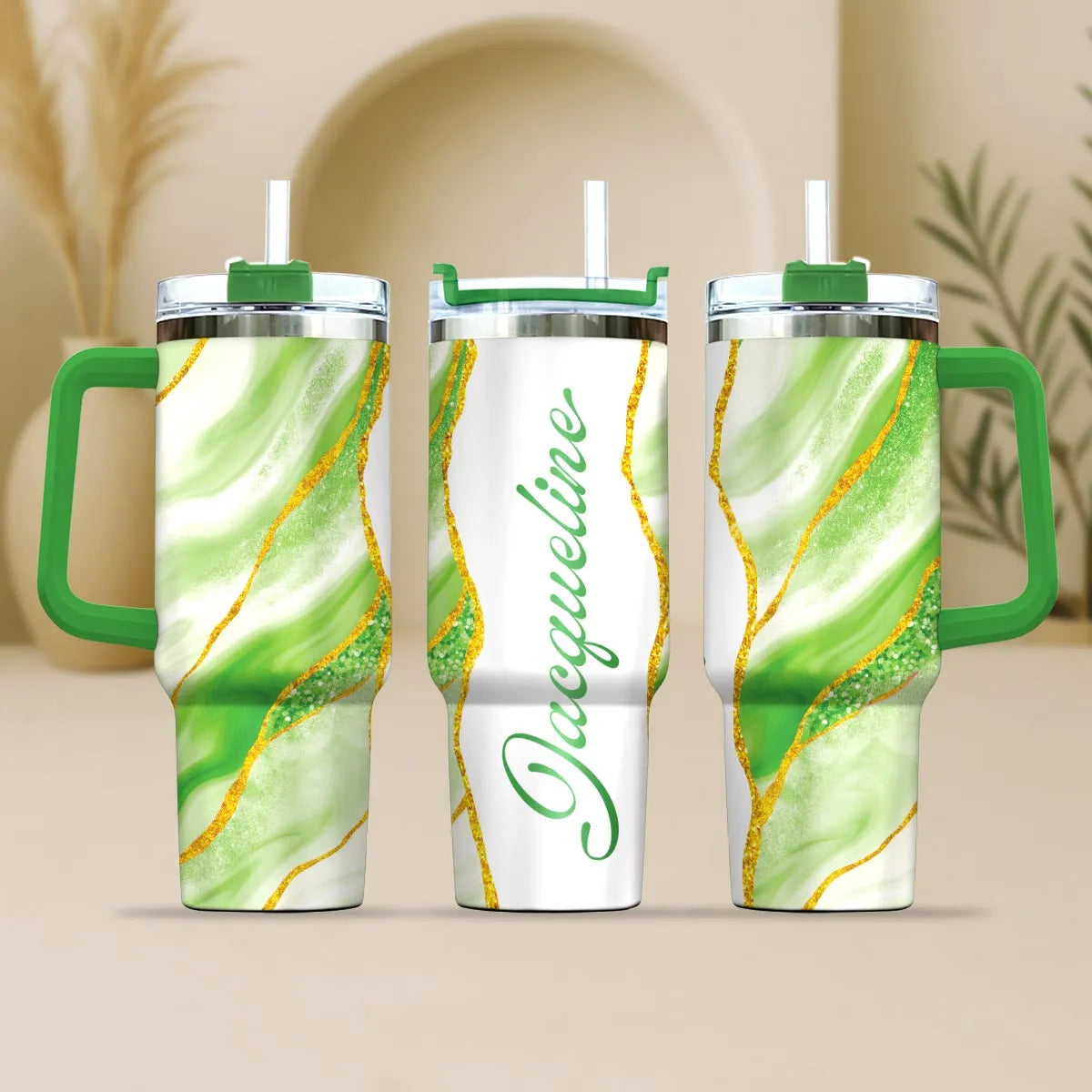 JACQUELINE 40oz Personalized Tumbler Cup with Straw | Custom Stainless Steel Mug 13K1-TB1