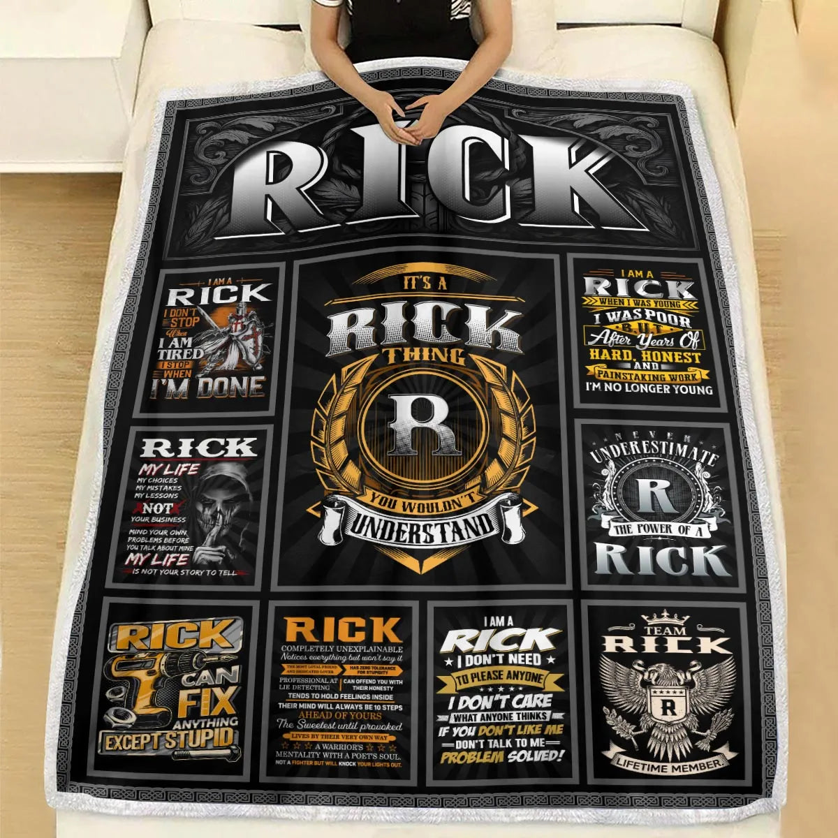 RICK Personalized Blanket | Custom Name Cozy Throw Gift 13K1-BK2