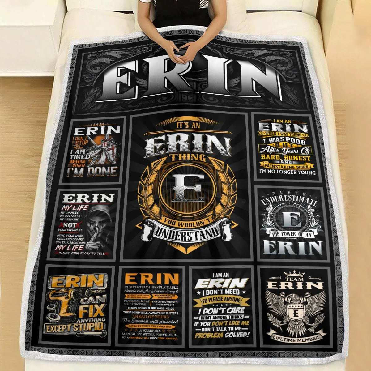 ERIN Personalized Blanket | Custom Name Cozy Throw Gift 13K1-BK2