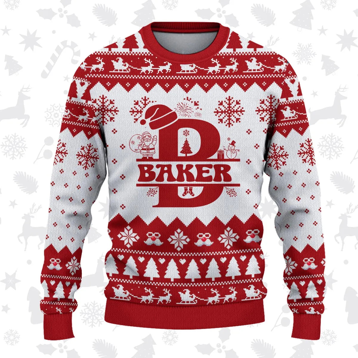 BAKER Personalized Christmas Pajama Set - Holiday Gift Outfit 13K1-CR2