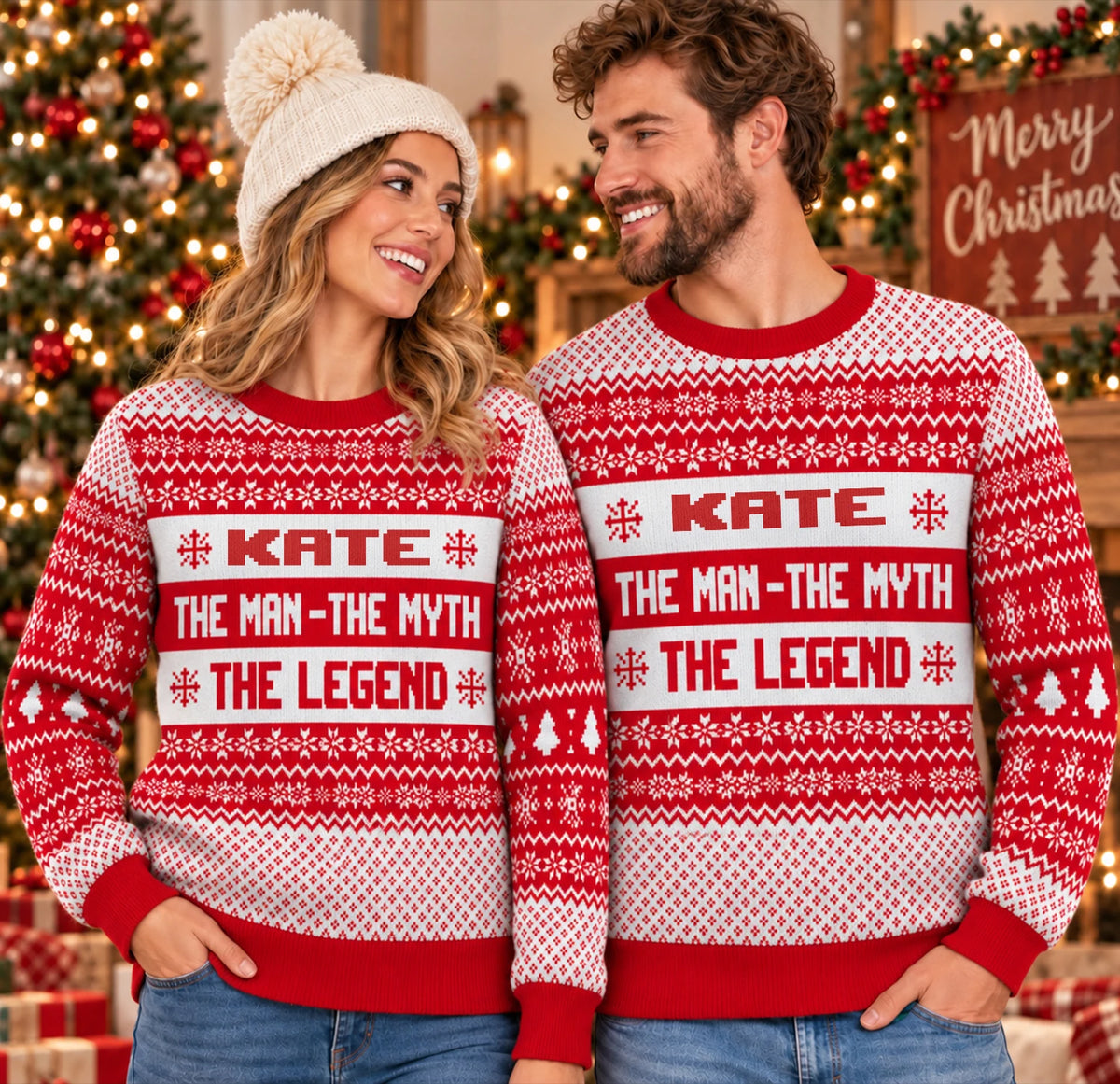 The Man The Myth The Legend Red Christmas Ugly Sweater KATE 13K1 UG04